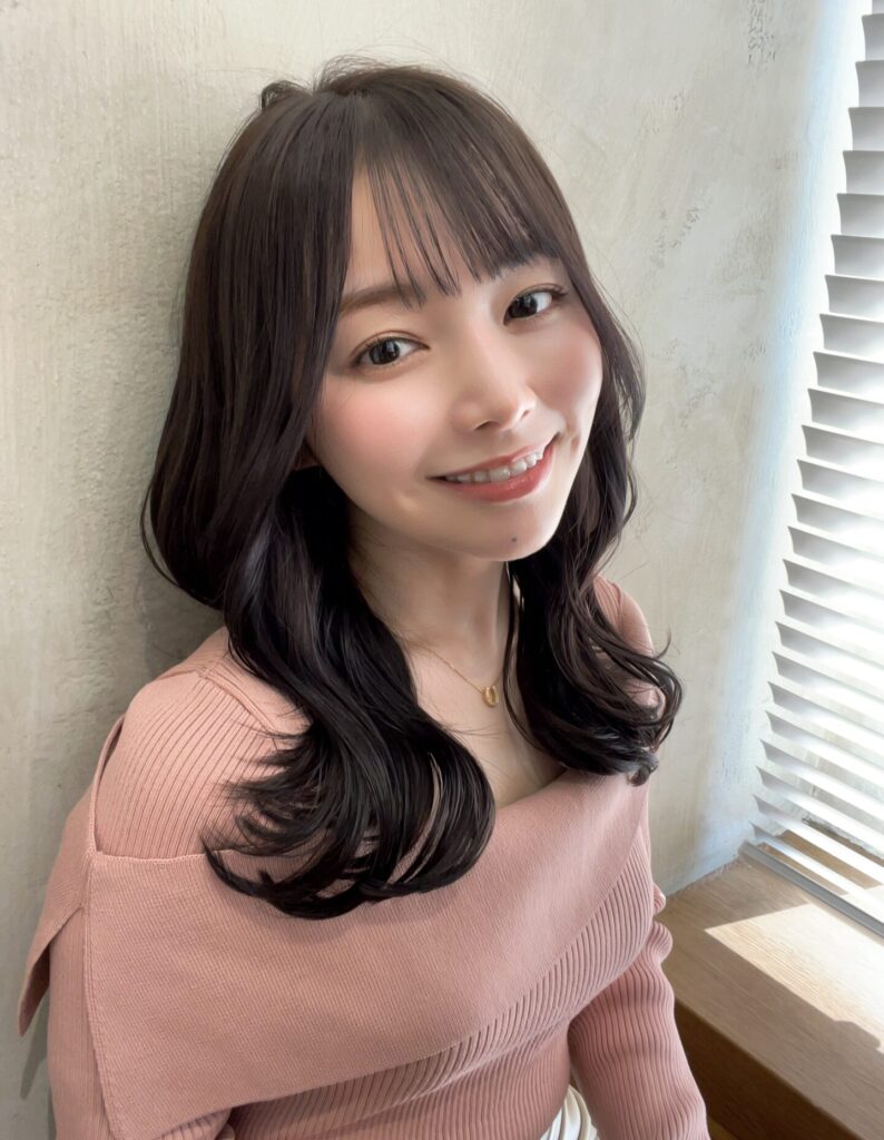 20代30代大人かわいいセミロングヘア★グレージュ