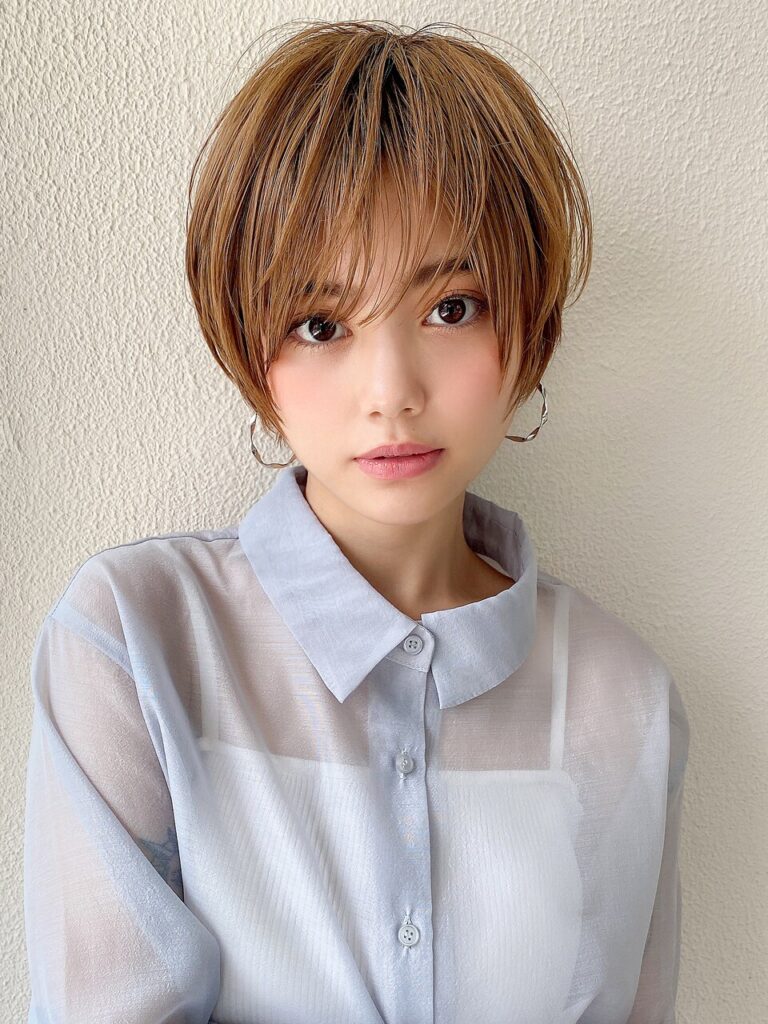 大人かわいい 2wayバング  グレージュ ショートレイヤー 髪質改善