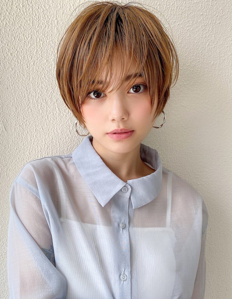 大人かわいい 2wayバング  グレージュ ショートレイヤー 髪質改善