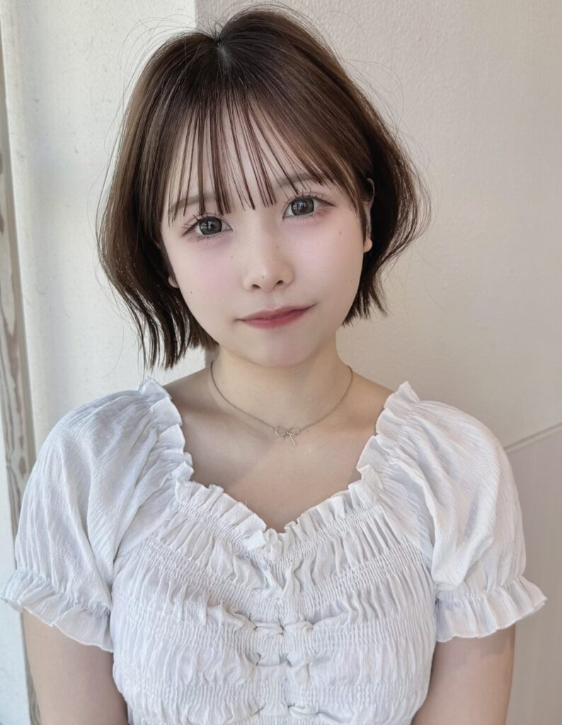 イメチェン大人可愛い小顔前下がりボブシースルー前髪20代30代