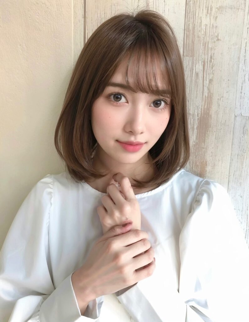 レイヤーカット内巻きワンカール前髪パーマ