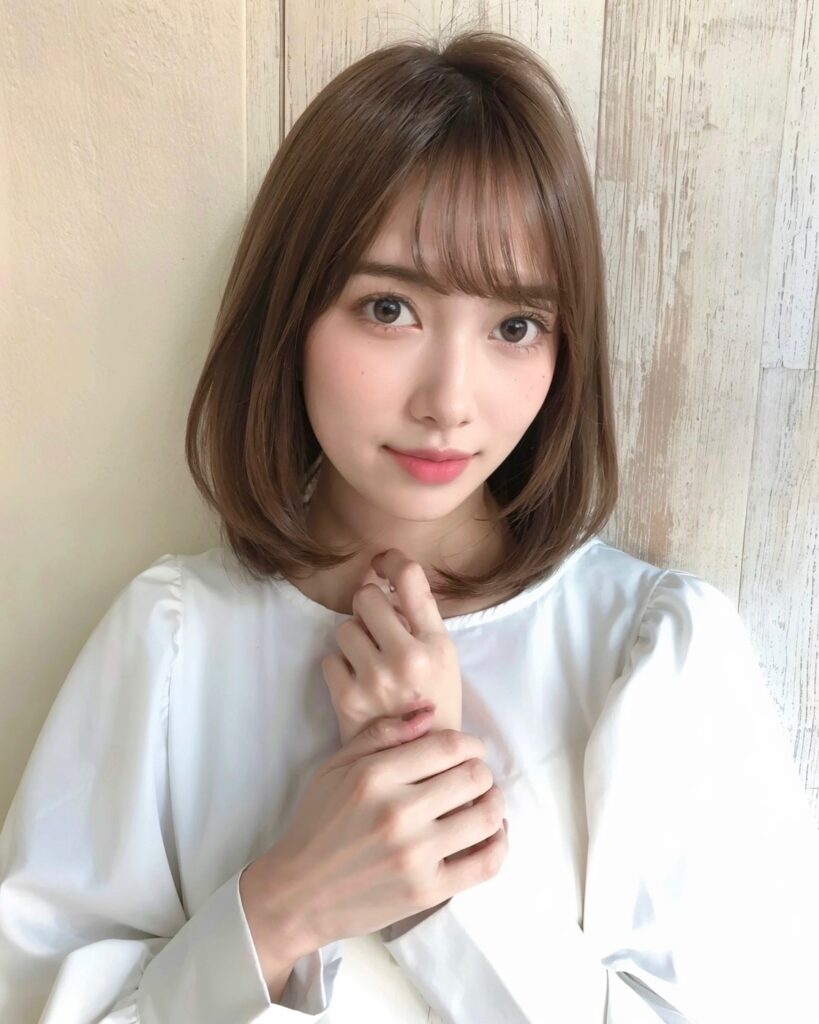 レイヤーカット内巻きワンカール前髪パーマ