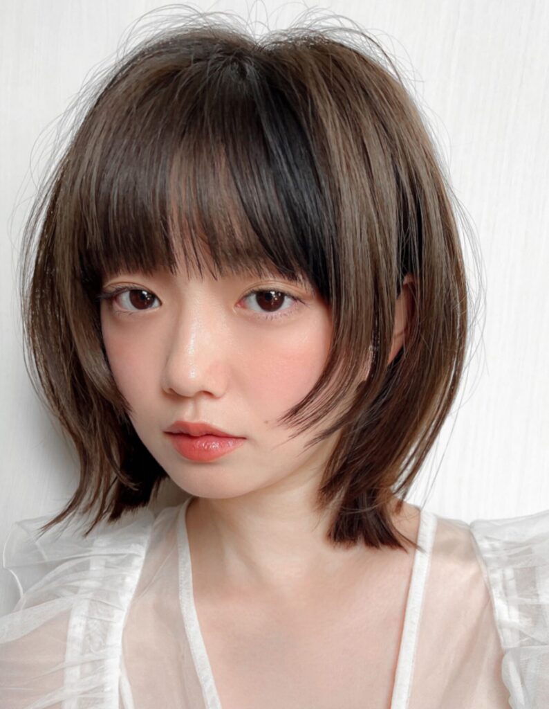 イメチェン大人可愛い小顔ウルフボブシースルー前髪20代30代