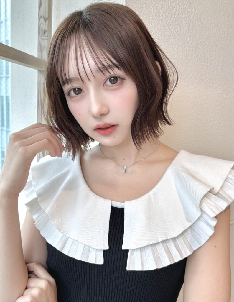 簡単大人可愛い小顔前下がりボブシースルー前髪20代30代40代