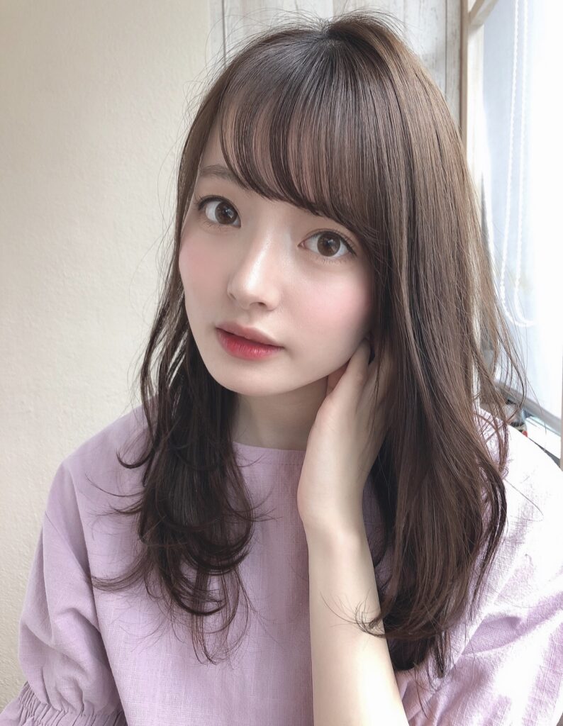 面長丸顔似合う前髪パーマ
