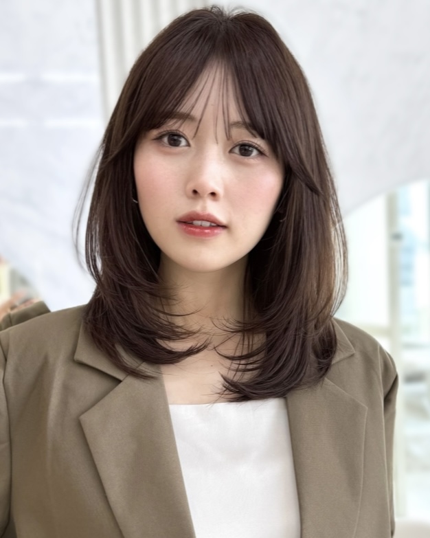 ワンカールで可愛いミディアムレイヤーカット❤︎