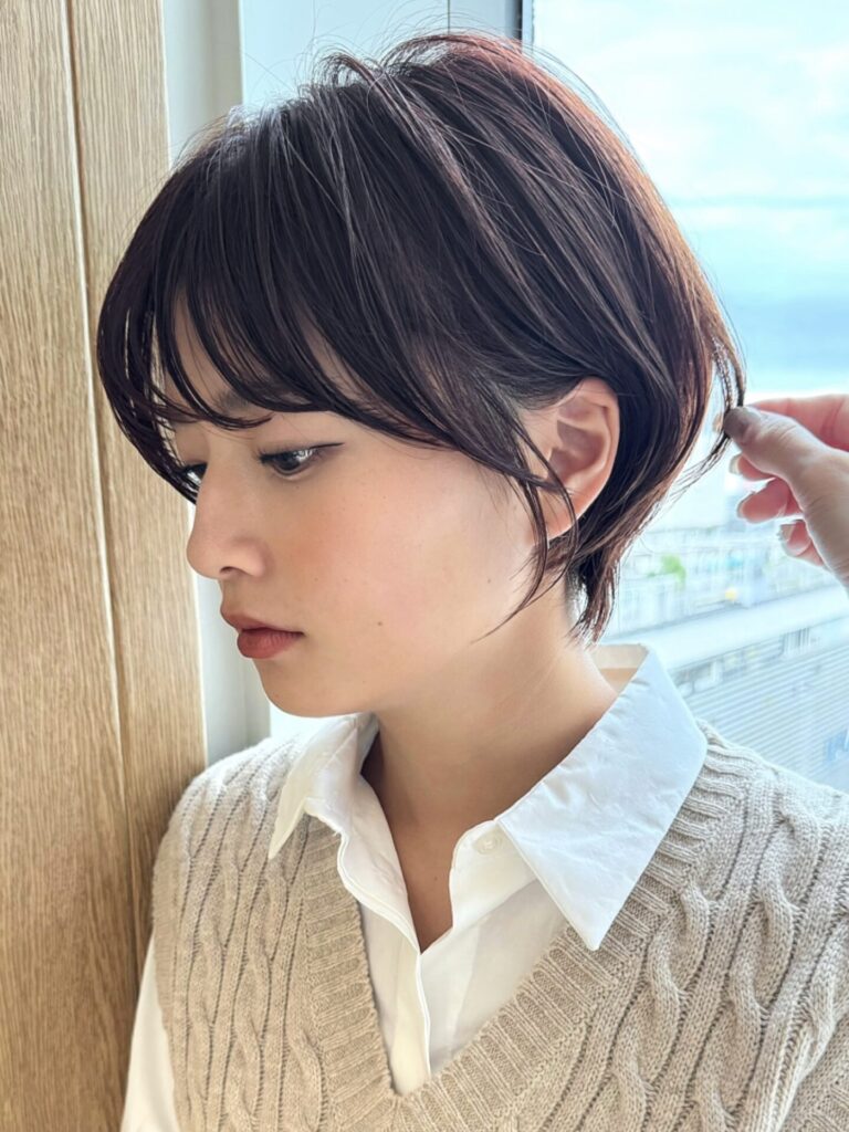 小顔サイドバング×首長スッキリ襟足