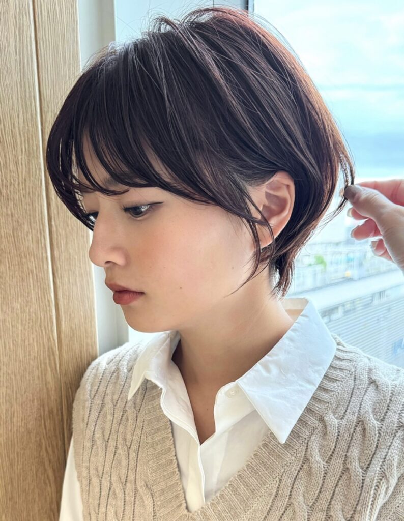 小顔サイドバング×首長スッキリ襟足