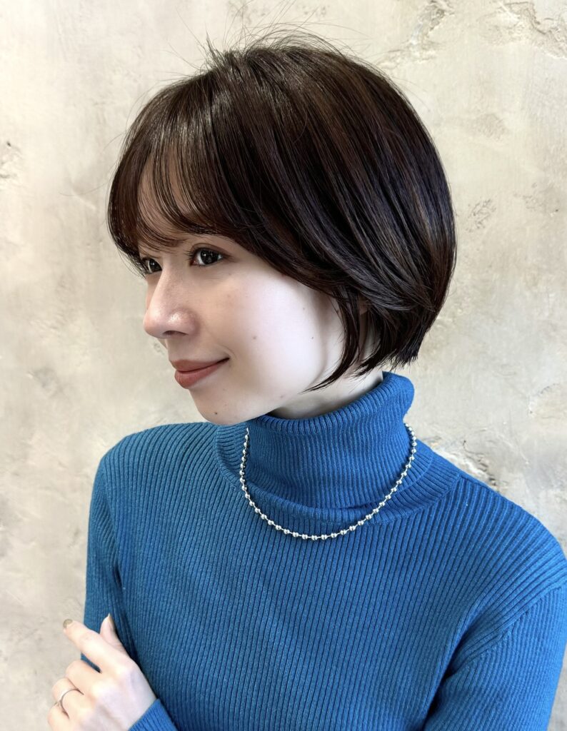 小顔サイドバング×首長スッキリ襟足