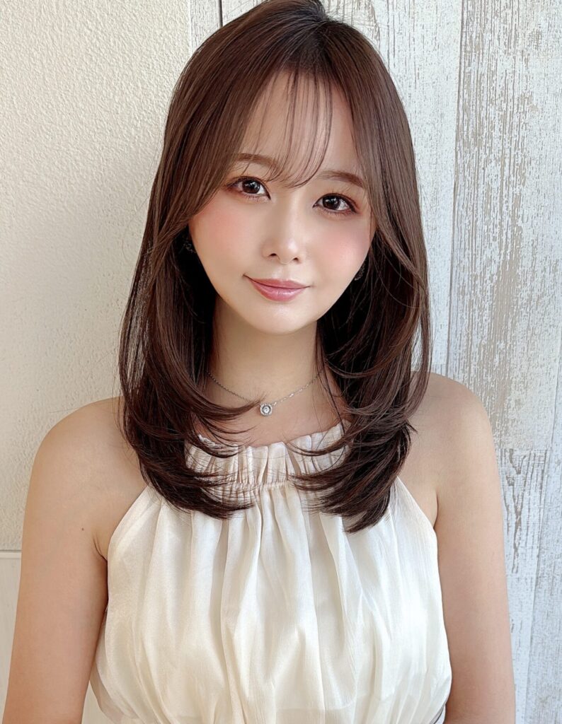レイヤーカット顔まわりレイヤー透明感カラー20代30代40代