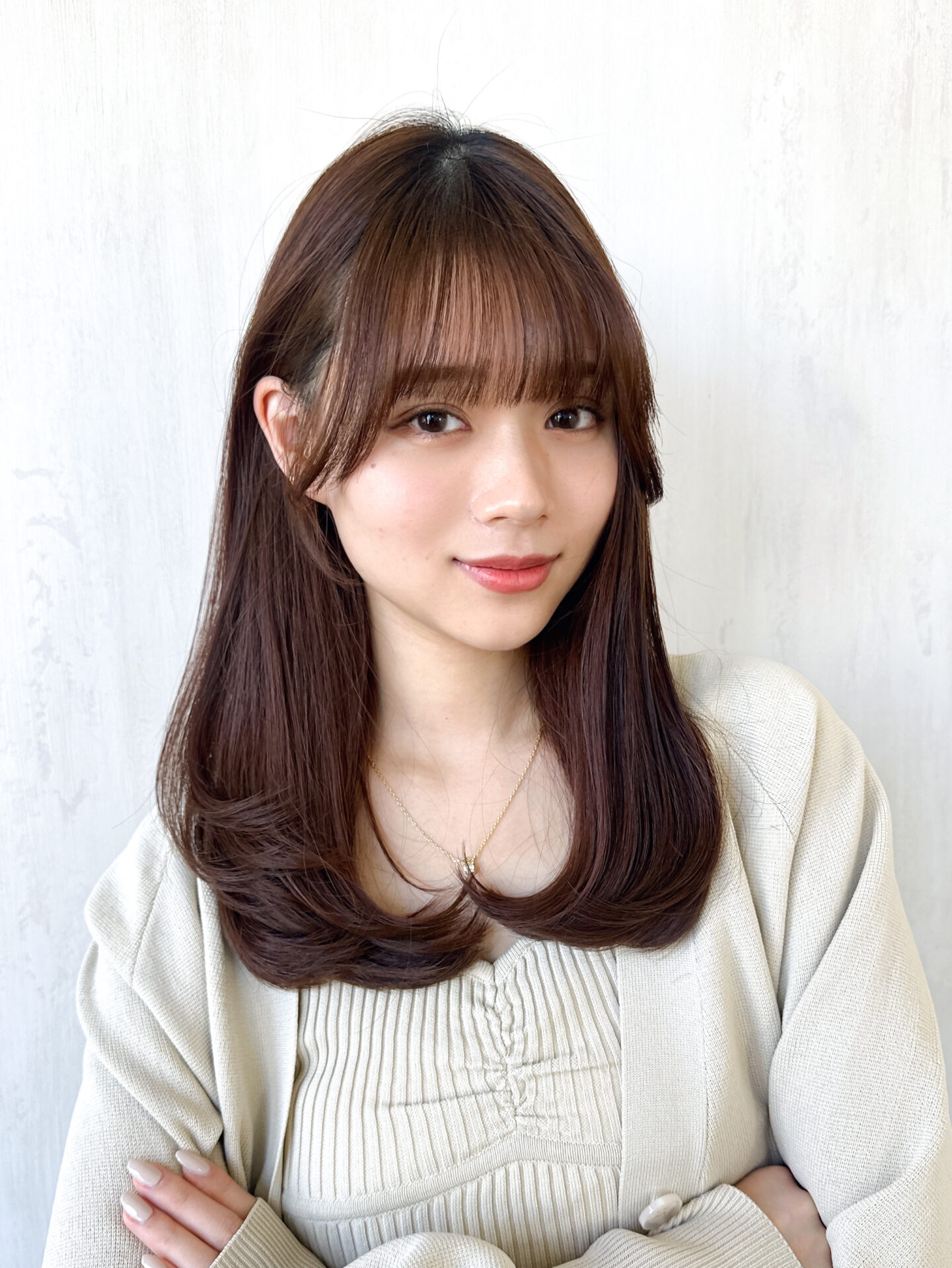 ワンカールでふわっとレイヤースタイル/小顔お顔まわりバング/ぱっつん前髪